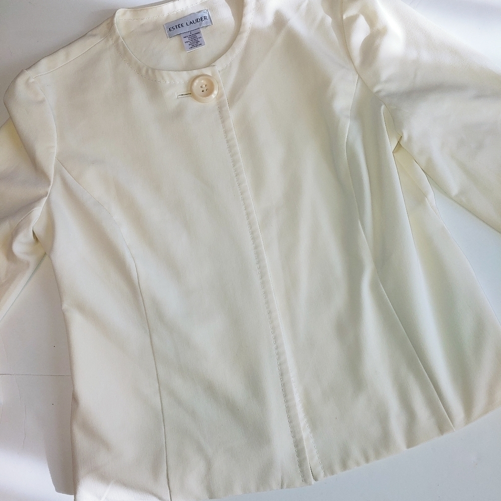 Estee Lauder Cream One Button Jacket 8